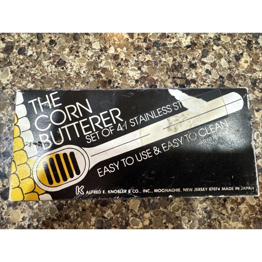 Vintage THE CORN BUTTERER Stainless Steel Japan Original Box Set Great Condition